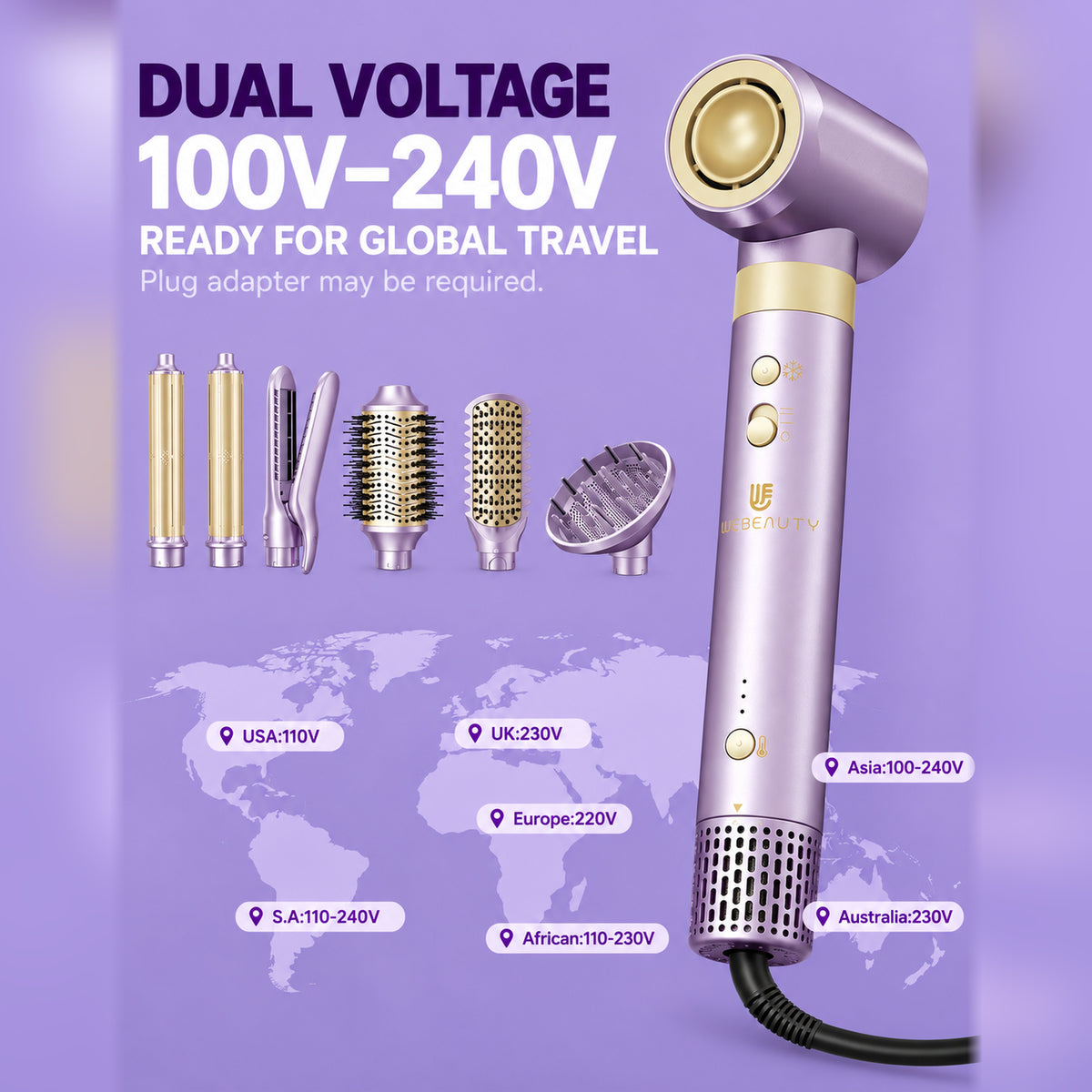 Webeauty Hype Air Styler – Hot Air Brush & Volumizing Dryer (Dual Voltage)