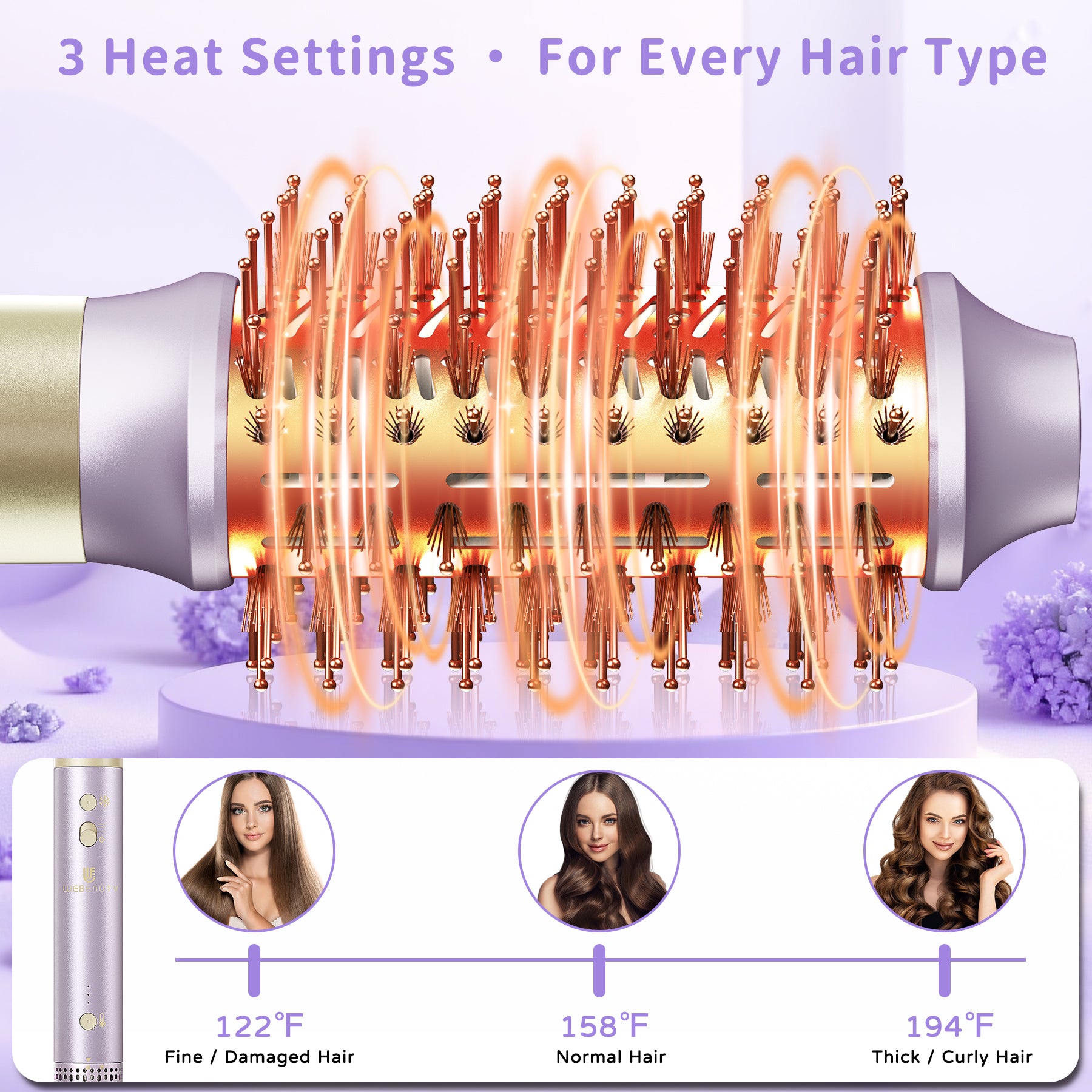 Hair Dryer Brush 8-in-1 Dual Voltage Hot Air Styler