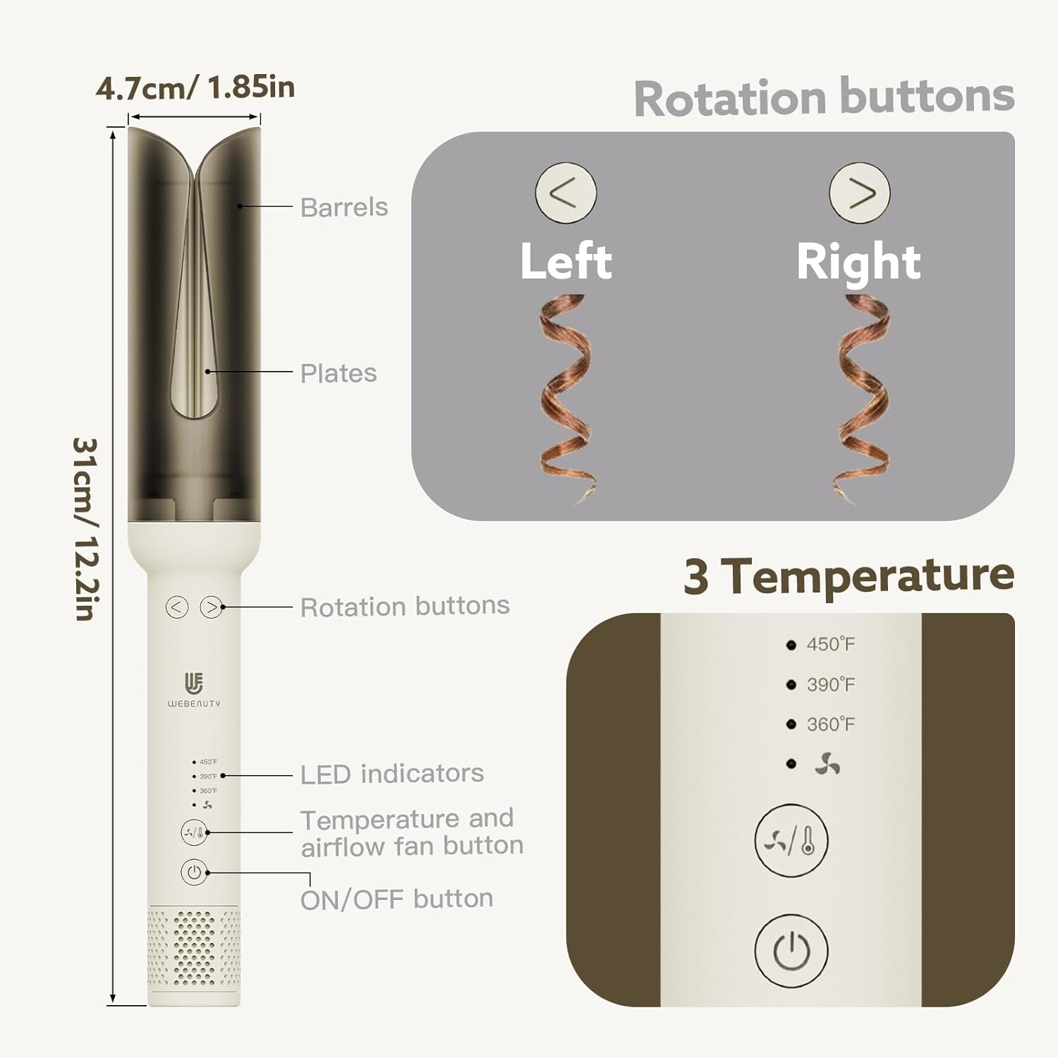 Webeauty Instant Heat Rotating Curling Iron