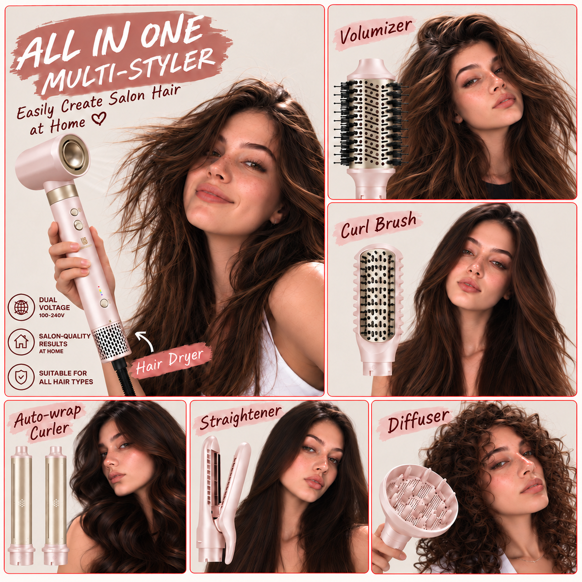 Webeauty Hype Air Styler – Hot Air Brush & Volumizing Dryer (Dual Voltage)