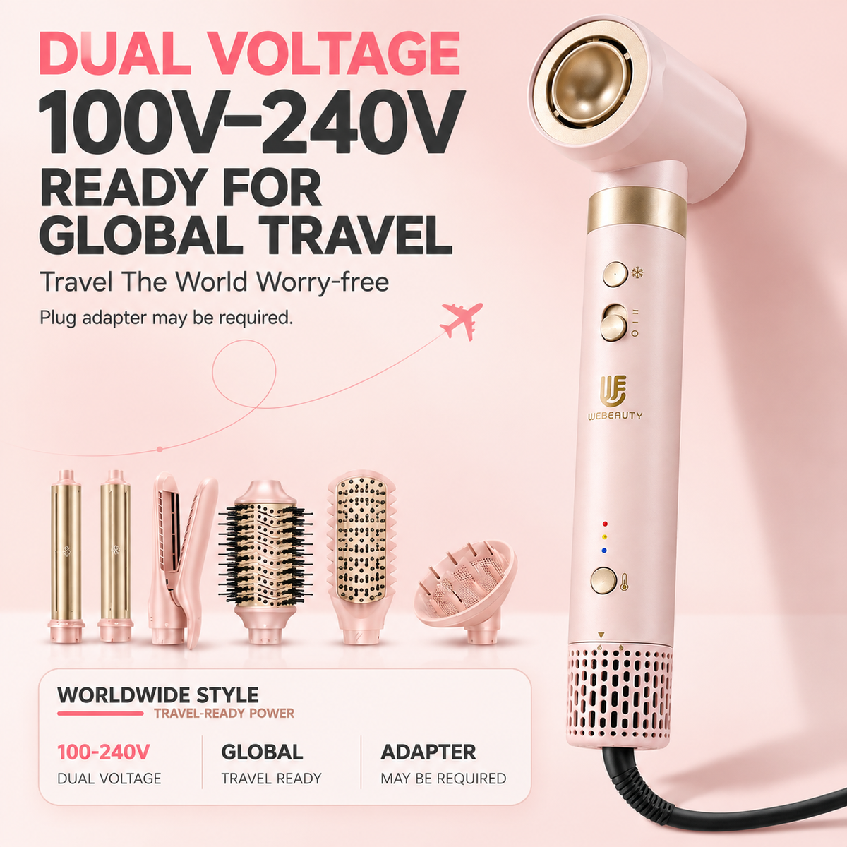 Webeauty Hype Air Styler – Hot Air Brush & Volumizing Dryer (Dual Voltage)