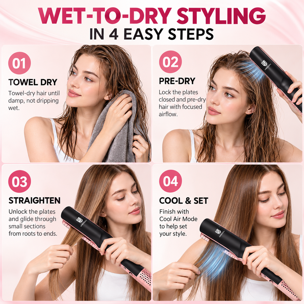 AirStraight 2-in-1 Wet-to-Dry Hair Straightener & Dryer