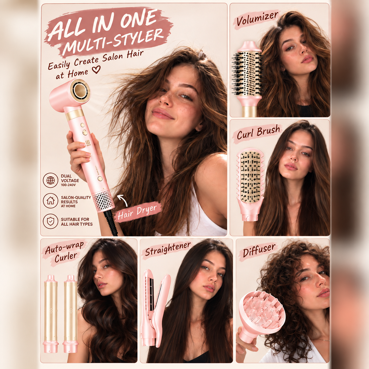 Webeauty Hype Air Styler – Hot Air Brush & Volumizing Dryer (Dual Voltage)