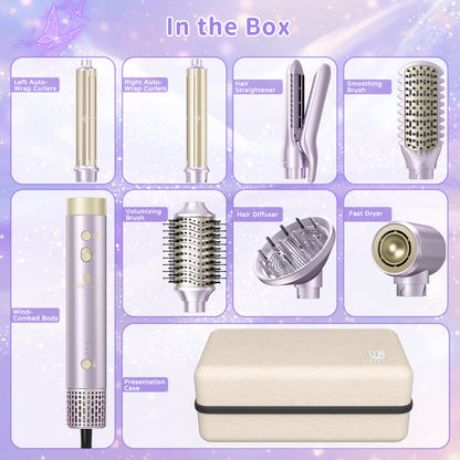 Hair Dryer Brush 8-in-1 Dual Voltage Hot Air Styler